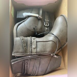 Charcoal colored booties Size 7.5 short cowgirl heels